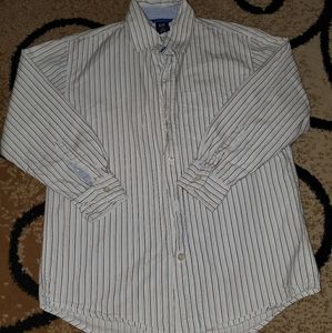 ❤ Gap long sleeve button up blue and brown shirt